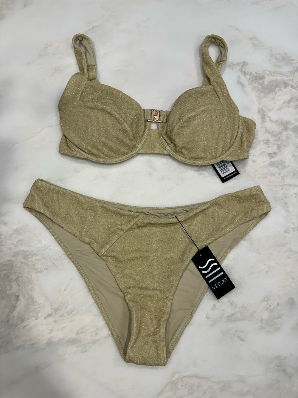 Vetchy Shimmer Gold Underwire Bikini Set - Women's Swim
